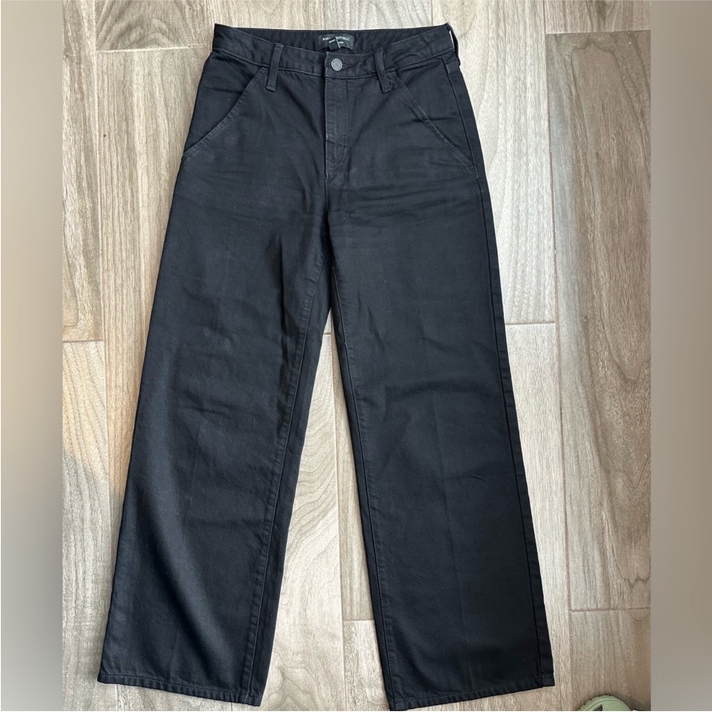 BR Factory Banana Republic NWOT Luxe High rise wide leg jeans, black, 6 Petite
